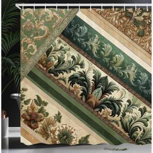 Ambesonne Floral Shower Curtain, Delicate Pink Bouquet of Spring Nature Blossoms Romantic Design Print, Cloth Fabric Bathroom Decor Set with Hooks, 69″ W x 84″ L, Rose Sage Green and White(Green Pastel Brown)