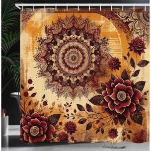 Ambesonne Floral Shower Curtain, Delicate Pink Bouquet of Spring Nature Blossoms Romantic Design Print, Cloth Fabric Bathroom Decor Set with Hooks, 69″ W x 84″ L, Rose Sage Green and White(Pale Cinnamon Mustard)