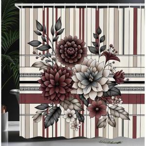 Ambesonne Floral Shower Curtain, Delicate Pink Bouquet of Spring Nature Blossoms Romantic Design Print, Cloth Fabric Bathroom Decor Set with Hooks, 69″ W x 84″ L, Rose Sage Green and White(Dried Rose and Pale Tan)