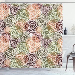 Ambesonne Floral Shower Curtain, Delicate Pink Bouquet of Spring Nature Blossoms Romantic Design Print, Cloth Fabric Bathroom Decor Set with Hooks, 69″ W x 84″ L, Rose Sage Green and White(Pale Caramel)