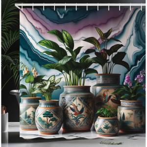 Ambesonne Floral Shower Curtain, Delicate Pink Bouquet of Spring Nature Blossoms Romantic Design Print, Cloth Fabric Bathroom Decor Set with Hooks, 69″ W x 84″ L, Rose Sage Green and White(Sea Blue Fern Green)