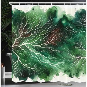 Ambesonne Floral Shower Curtain, Delicate Pink Bouquet of Spring Nature Blossoms Romantic Design Print, Cloth Fabric Bathroom Decor Set with Hooks, 69″ W x 84″ L, Rose Sage Green and White(Fern Green Off White)