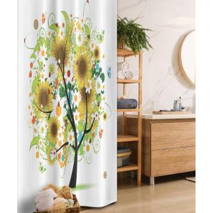 Ambesonne Floral Shower Curtain, Delicate Pink Bouquet of Spring Nature Blossoms Romantic Design Print, Cloth Fabric Bathroom Decor Set with Hooks, 69″ W x 84″ L, Rose Sage Green and White(Green Black)