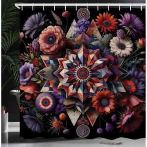 Ambesonne Floral Shower Curtain, Delicate Pink Bouquet of Spring Nature Blossoms Romantic Design Print, Cloth Fabric Bathroom Decor Set with Hooks, 69″ W x 84″ L, Rose Sage Green and White(Purple Black Coral)