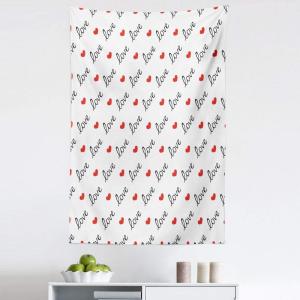 Ambesonne Love Tapestry, Love Valentines Day Calligraphy Illustration Ornament Illustration Art, Fabric Wall Hanging Decor for Bedroom Living Room Dorm, 30″ X 45″, Vermilion Black(45″L x 30″W)