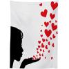 Ambesonne Kiss Tablecloth, Girl Black Silhouette Blowing Red Hearts Romance Love Valentines Day Theme, Dining Room Kitchen Rectangular Table Cover, 52″ X 70″, Black White Red