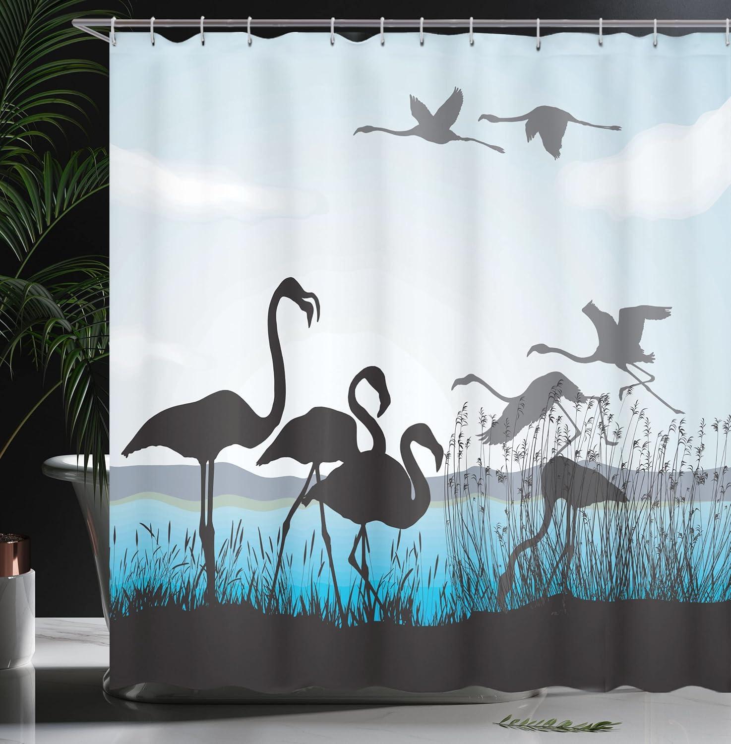imageAmbesonne Floral Shower Curtain Curved Flower Leaf Ornate Blooming Branches Romantic Love Print Art Cloth Fabric Bathroom Decor Set with Hooks 69 W x 70 L Pale TanAqua Grey