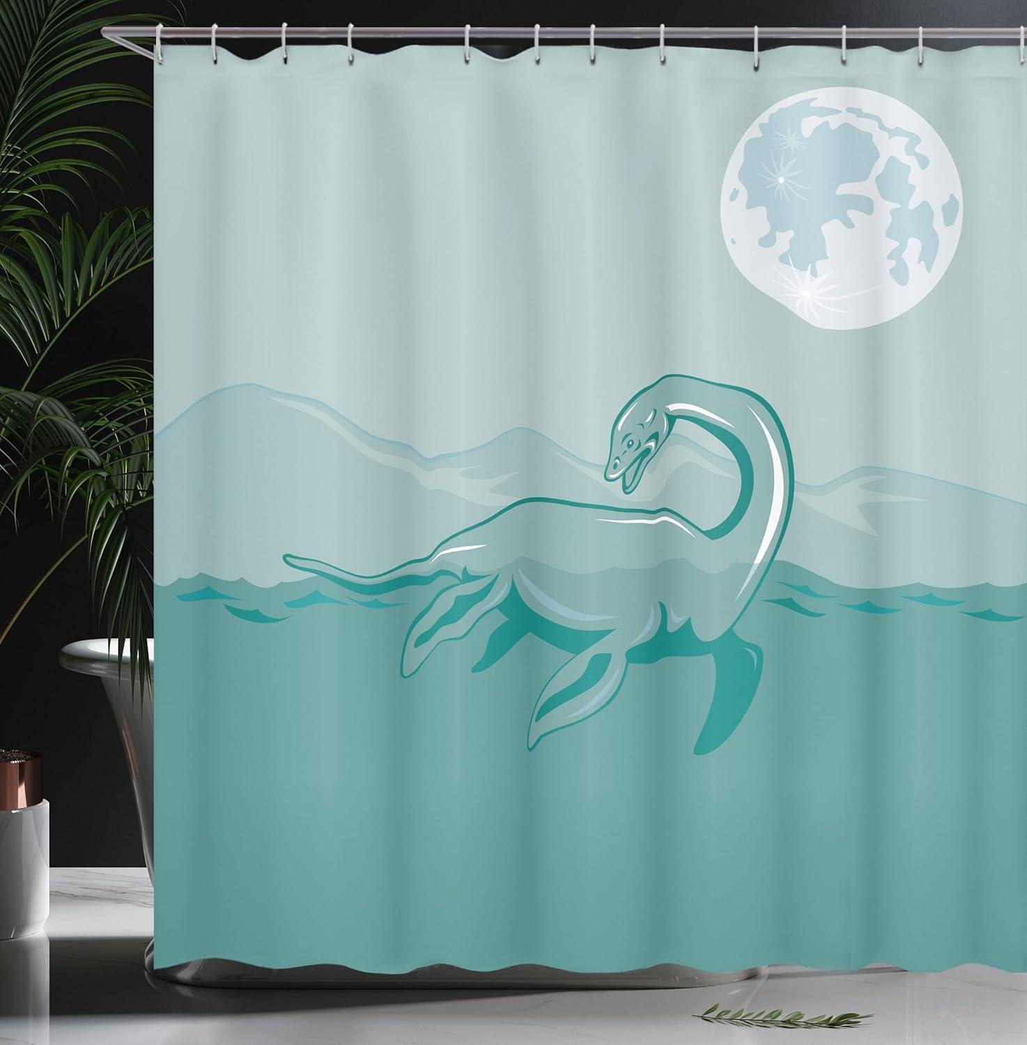 imageAmbesonne Floral Shower Curtain Curved Flower Leaf Ornate Blooming Branches Romantic Love Print Art Cloth Fabric Bathroom Decor Set with Hooks 69 W x 70 L Pale TanGreen Teal