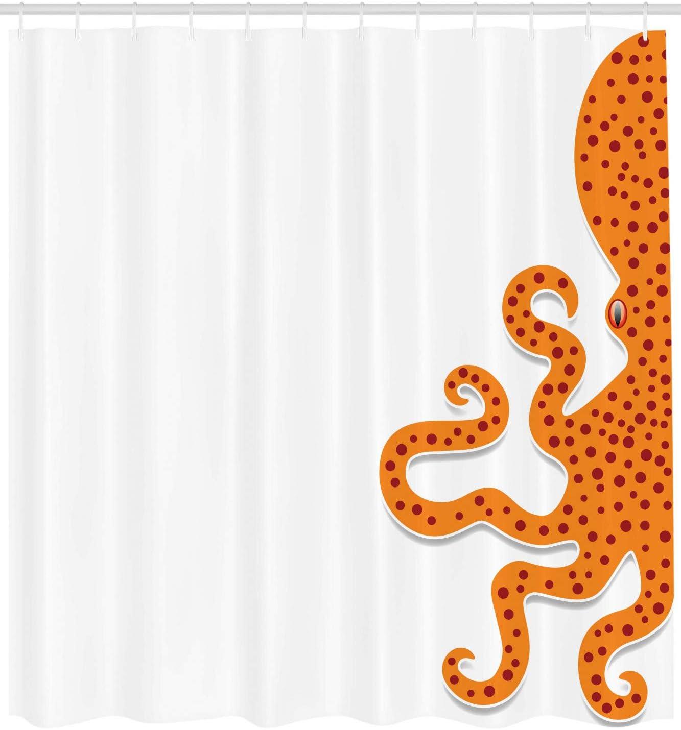 imageAmbesonne Floral Shower Curtain Curved Flower Leaf Ornate Blooming Branches Romantic Love Print Art Cloth Fabric Bathroom Decor Set with Hooks 69 W x 70 L Pale TanOrange White