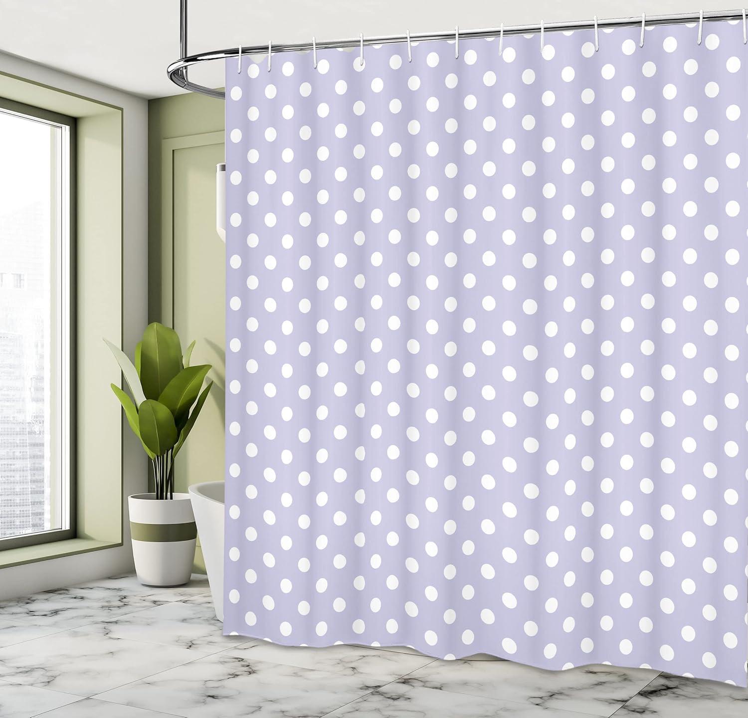 imageAmbesonne Floral Shower Curtain Curved Flower Leaf Ornate Blooming Branches Romantic Love Print Art Cloth Fabric Bathroom Decor Set with Hooks 69 W x 70 L Pale TanWhite Lilac