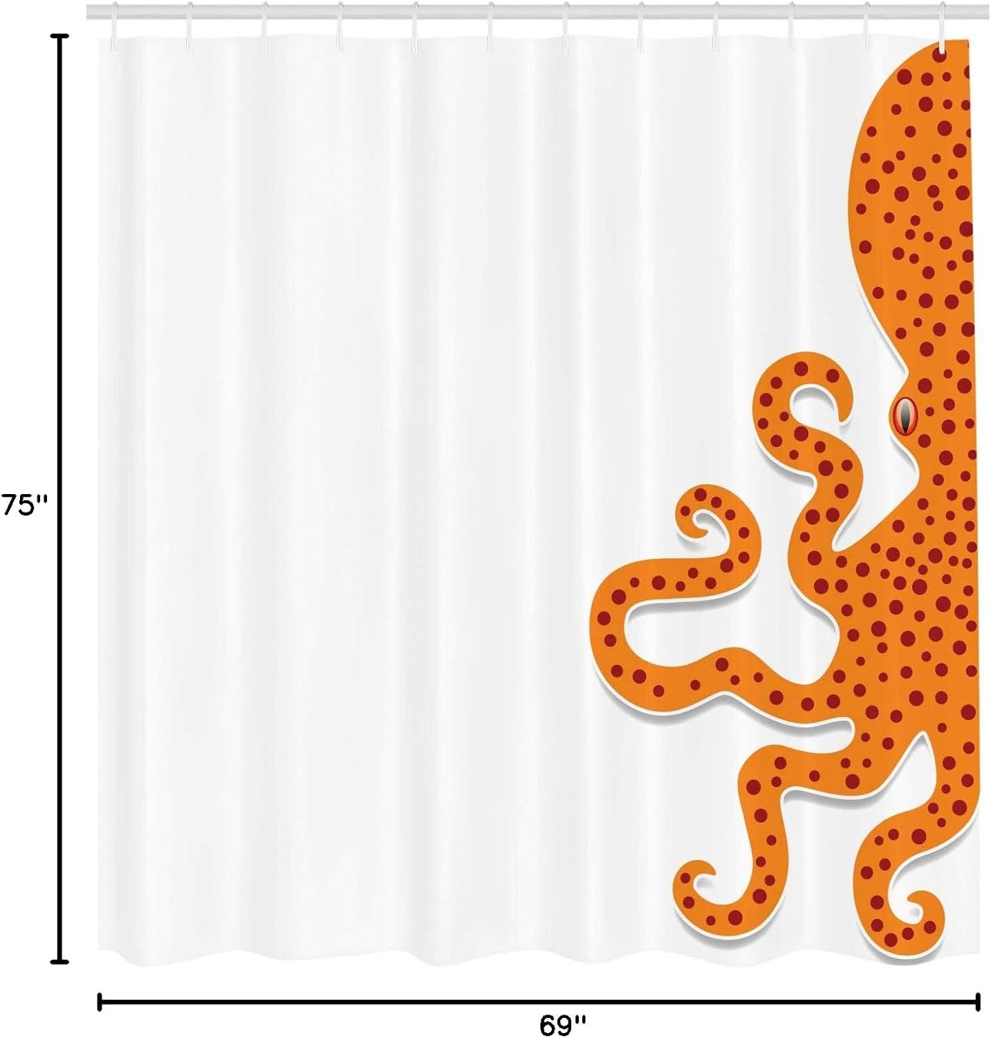 imageAmbesonne Floral Shower Curtain Curved Flower Leaf Ornate Blooming Branches Romantic Love Print Art Cloth Fabric Bathroom Decor Set with Hooks 69 W x 70 L Pale TanOrange White