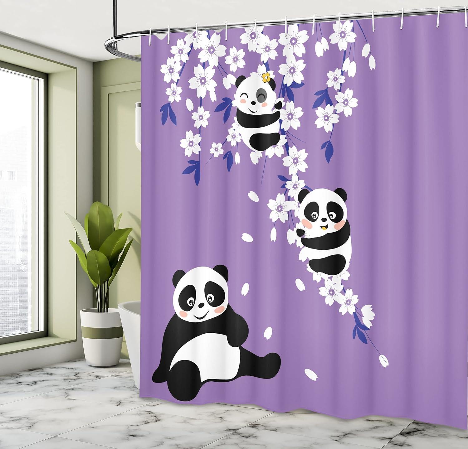 imageAmbesonne Floral Shower Curtain Curved Flower Leaf Ornate Blooming Branches Romantic Love Print Art Cloth Fabric Bathroom Decor Set with Hooks 69 W x 70 L Pale TanLavender Blue