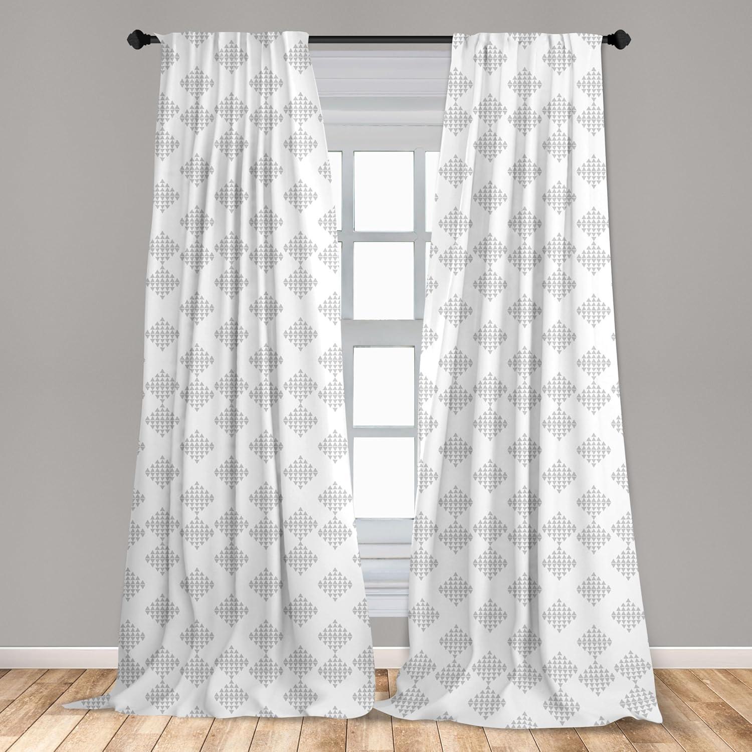 imageAmbesonne Mosaic Curtains Geometric Shapes Repetition in Contemporary Design Neutral Color Pattern Window Treatments 2 Panel Set for Living Room Bedroom Pair of 28 x 63 Pale Grey and WhitePale Grey and White