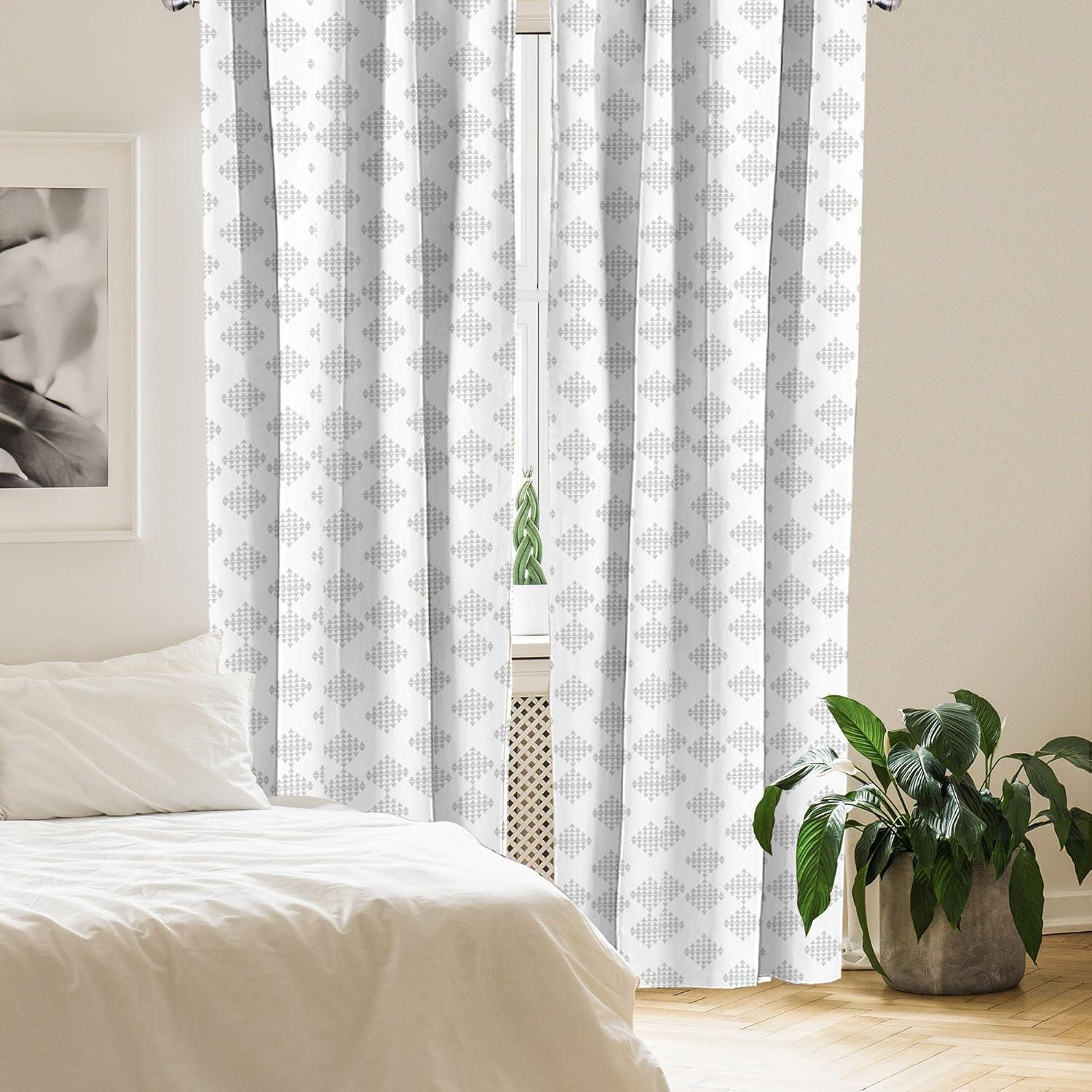 imageAmbesonne Mosaic Curtains Geometric Shapes Repetition in Contemporary Design Neutral Color Pattern Window Treatments 2 Panel Set for Living Room Bedroom Pair of 28 x 63 Pale Grey and WhitePale Grey and White