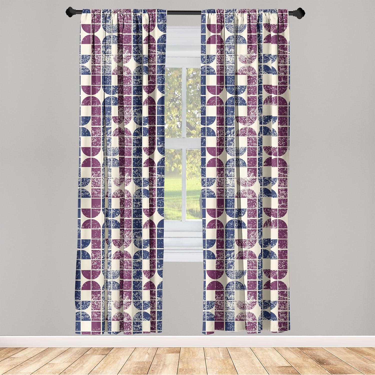 imageAmbesonne Neutral Boho Curtains Grunge Vibes Creamy Colored Forms Pattern Wild Nature Themed Print Window Treatments 2 Panel Set for Living Room Bedroom Pair of 28 x 63 Avocado Green EggshellChampagne Plum Indigo