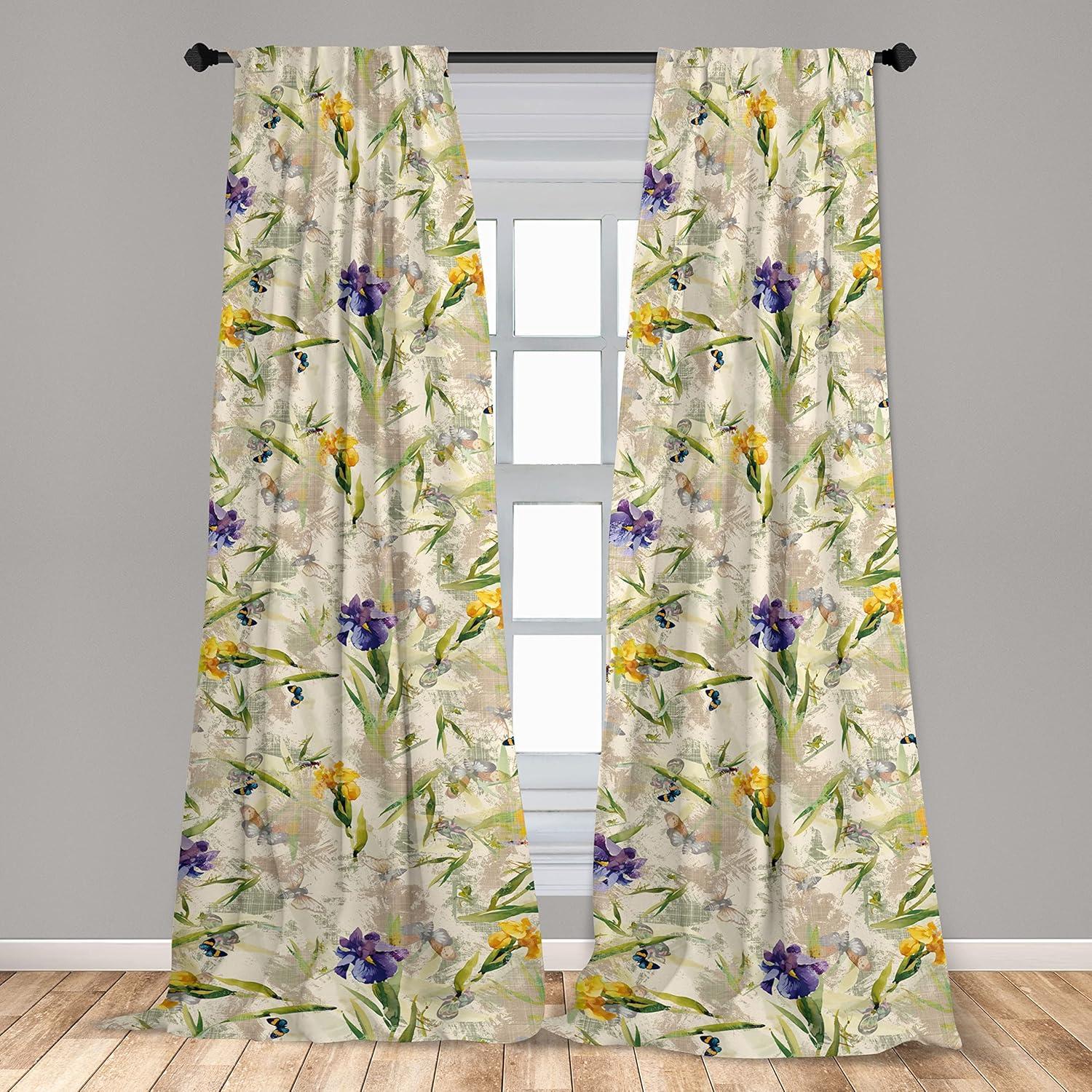 imageAmbesonne Neutral Boho Curtains Grunge Vibes Creamy Colored Forms Pattern Wild Nature Themed Print Window Treatments 2 Panel Set for Living Room Bedroom Pair of 28 x 63 Avocado Green EggshellCream Mustard Blue Violet