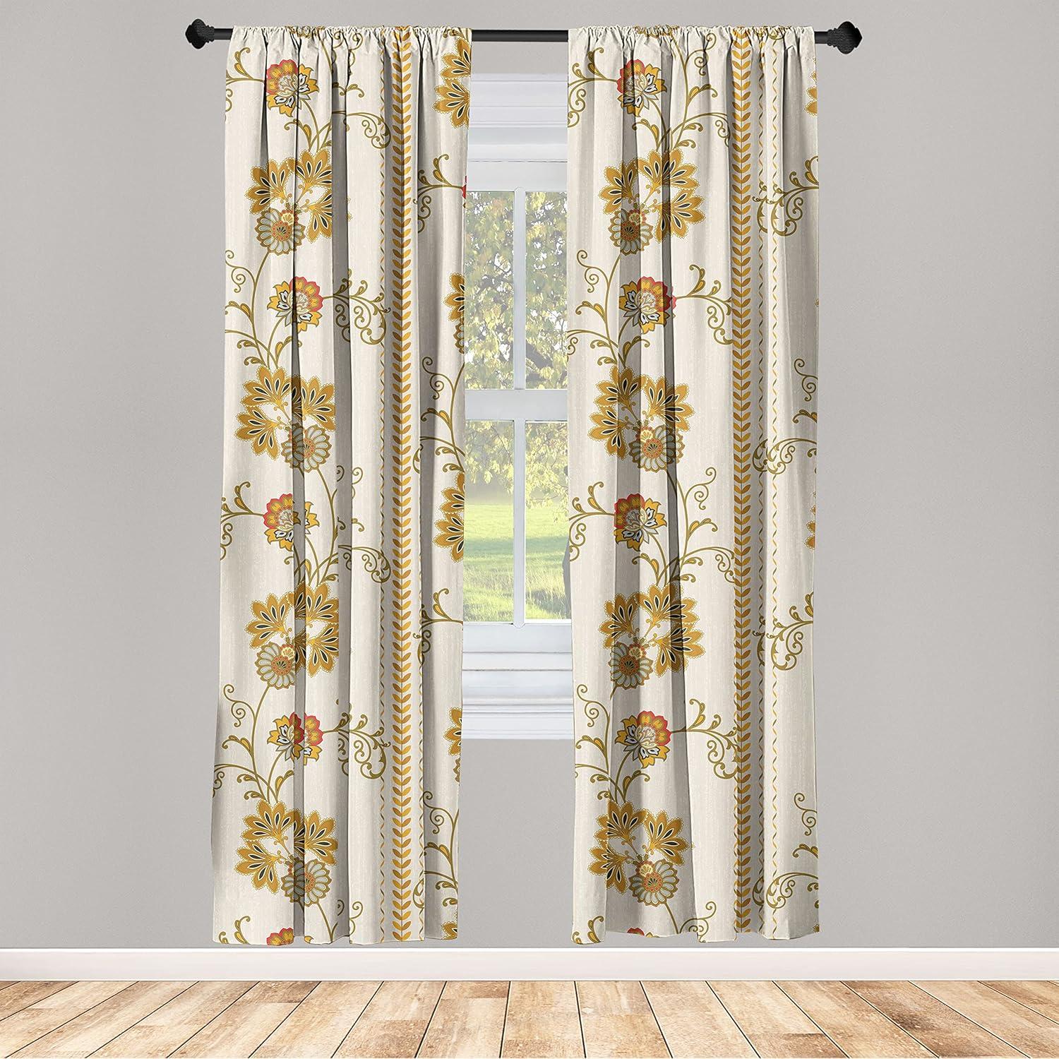 imageAmbesonne Neutral Boho Curtains Grunge Vibes Creamy Colored Forms Pattern Wild Nature Themed Print Window Treatments 2 Panel Set for Living Room Bedroom Pair of 28 x 63 Avocado Green EggshellPale Tan Dark Yellow
