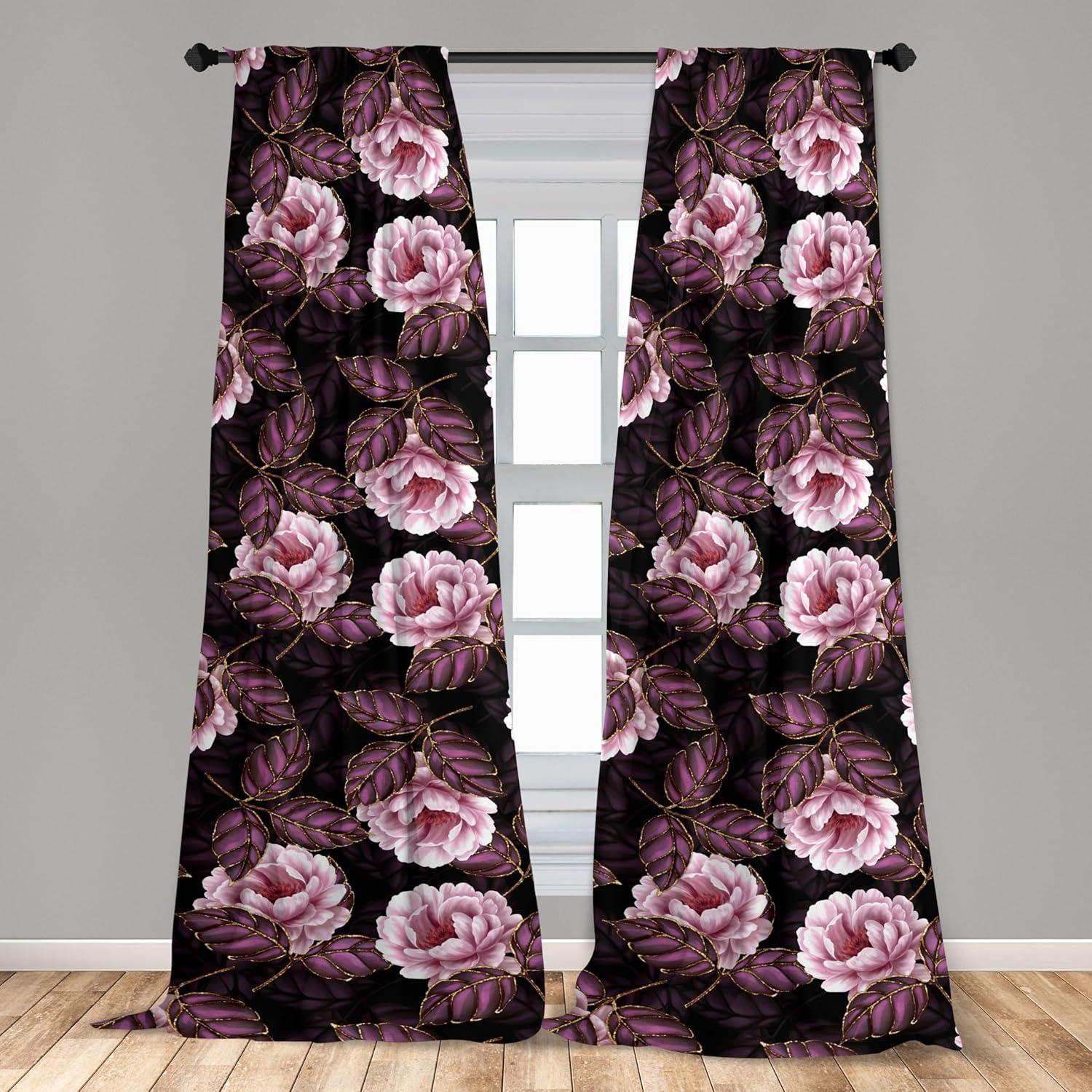 imageAmbesonne Neutral Boho Curtains Grunge Vibes Creamy Colored Forms Pattern Wild Nature Themed Print Window Treatments 2 Panel Set for Living Room Bedroom Pair of 28 x 63 Avocado Green EggshellDark Purple Blush and Plum