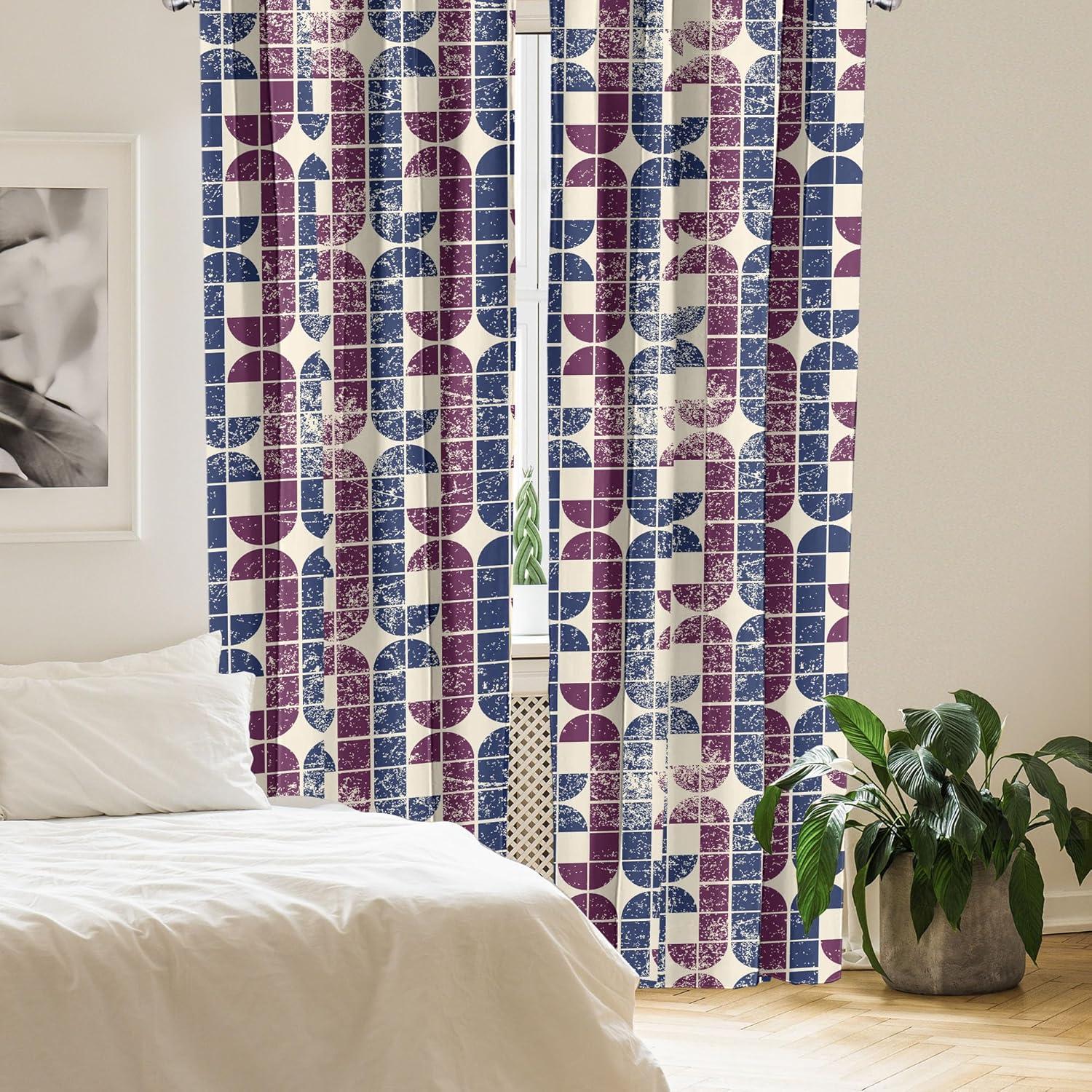 imageAmbesonne Neutral Boho Curtains Grunge Vibes Creamy Colored Forms Pattern Wild Nature Themed Print Window Treatments 2 Panel Set for Living Room Bedroom Pair of 28 x 63 Avocado Green EggshellChampagne Plum Indigo