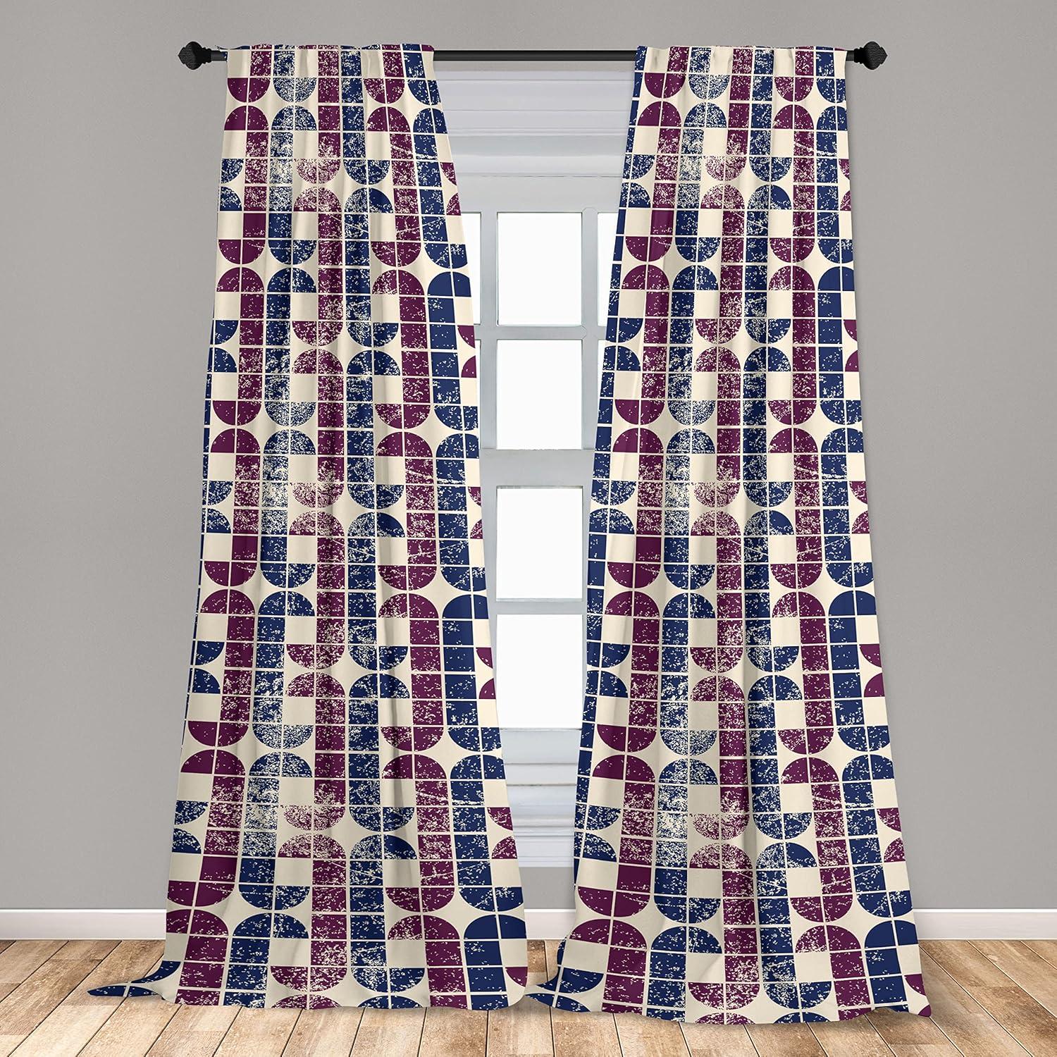 imageAmbesonne Neutral Boho Curtains Grunge Vibes Creamy Colored Forms Pattern Wild Nature Themed Print Window Treatments 2 Panel Set for Living Room Bedroom Pair of 28 x 63 Avocado Green EggshellChampagne Plum Indigo