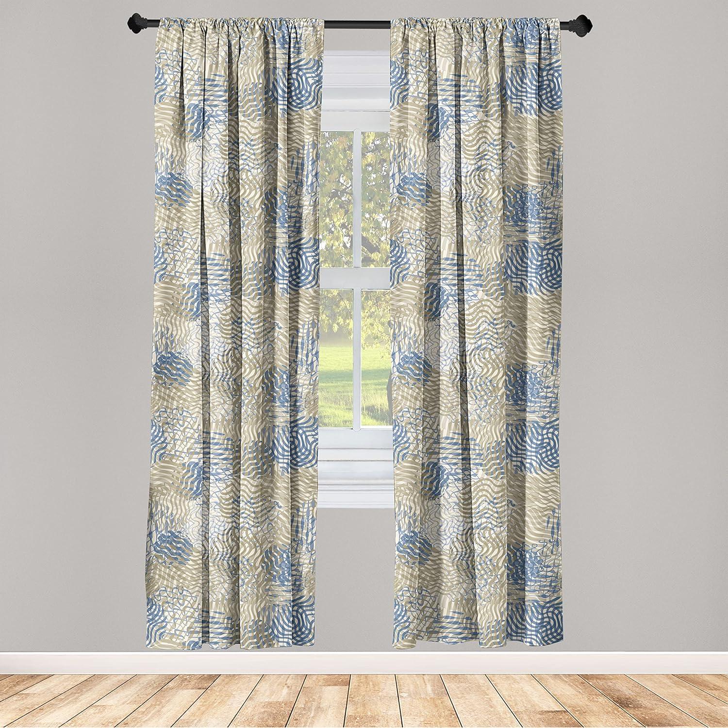 imageAmbesonne Neutral Boho Curtains Grunge Vibes Creamy Colored Forms Pattern Wild Nature Themed Print Window Treatments 2 Panel Set for Living Room Bedroom Pair of 28 x 63 Avocado Green EggshellAvocado Green Cobalt Blue