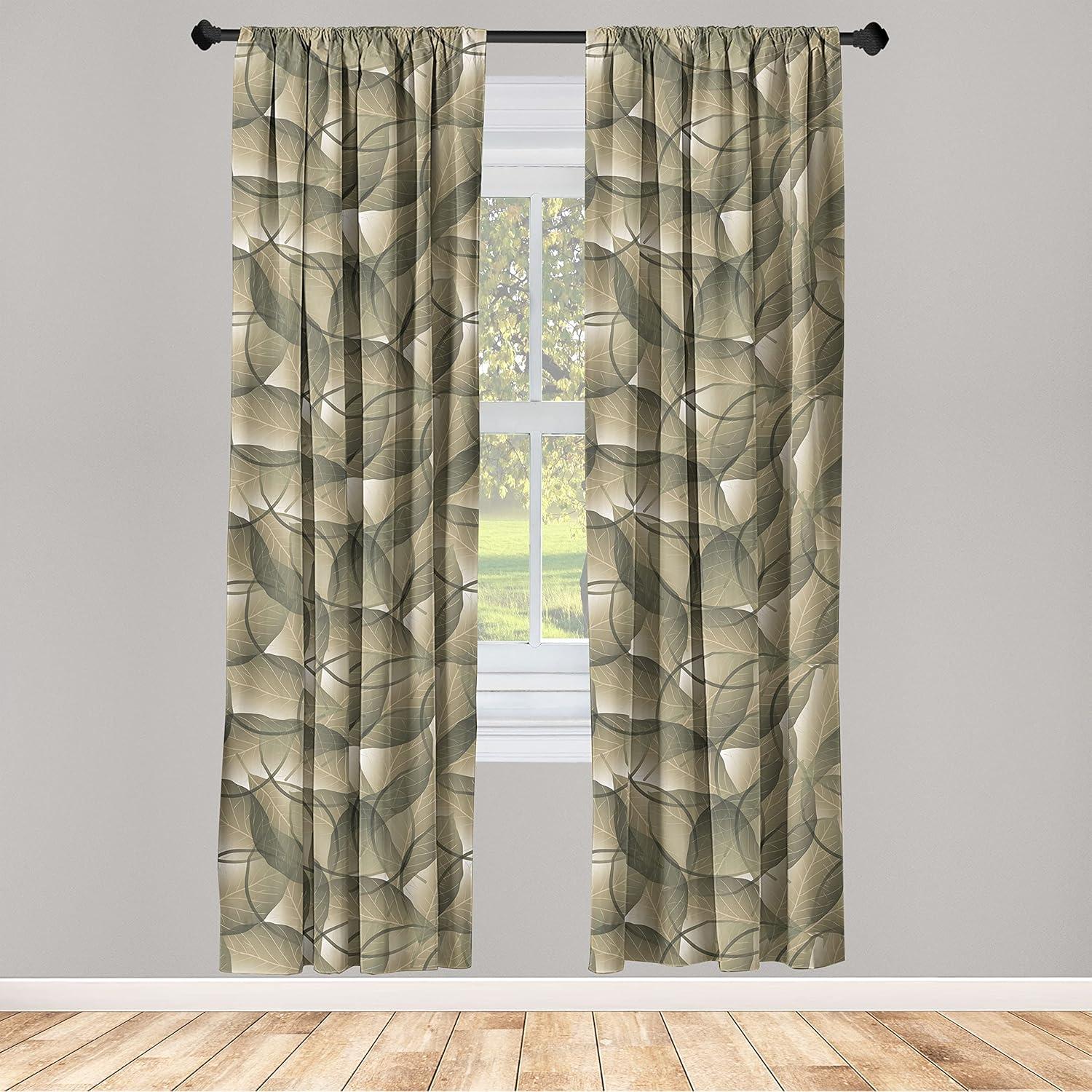 imageAmbesonne Neutral Boho Curtains Grunge Vibes Creamy Colored Forms Pattern Wild Nature Themed Print Window Treatments 2 Panel Set for Living Room Bedroom Pair of 28 x 63 Avocado Green EggshellKhaki Peacock Green