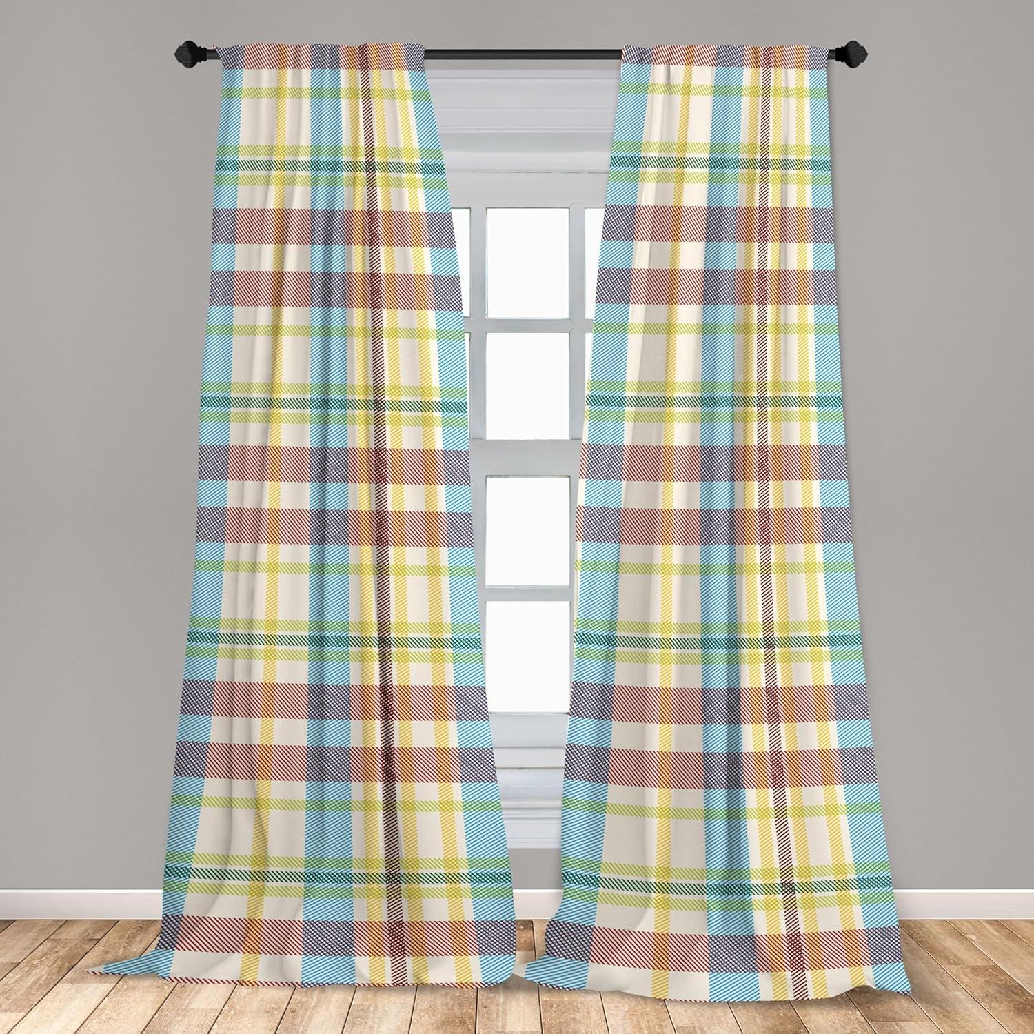 imageAmbesonne Neutral Boho Curtains Grunge Vibes Creamy Colored Forms Pattern Wild Nature Themed Print Window Treatments 2 Panel Set for Living Room Bedroom Pair of 28 x 63 Avocado Green EggshellPale Sky Blue Mustard