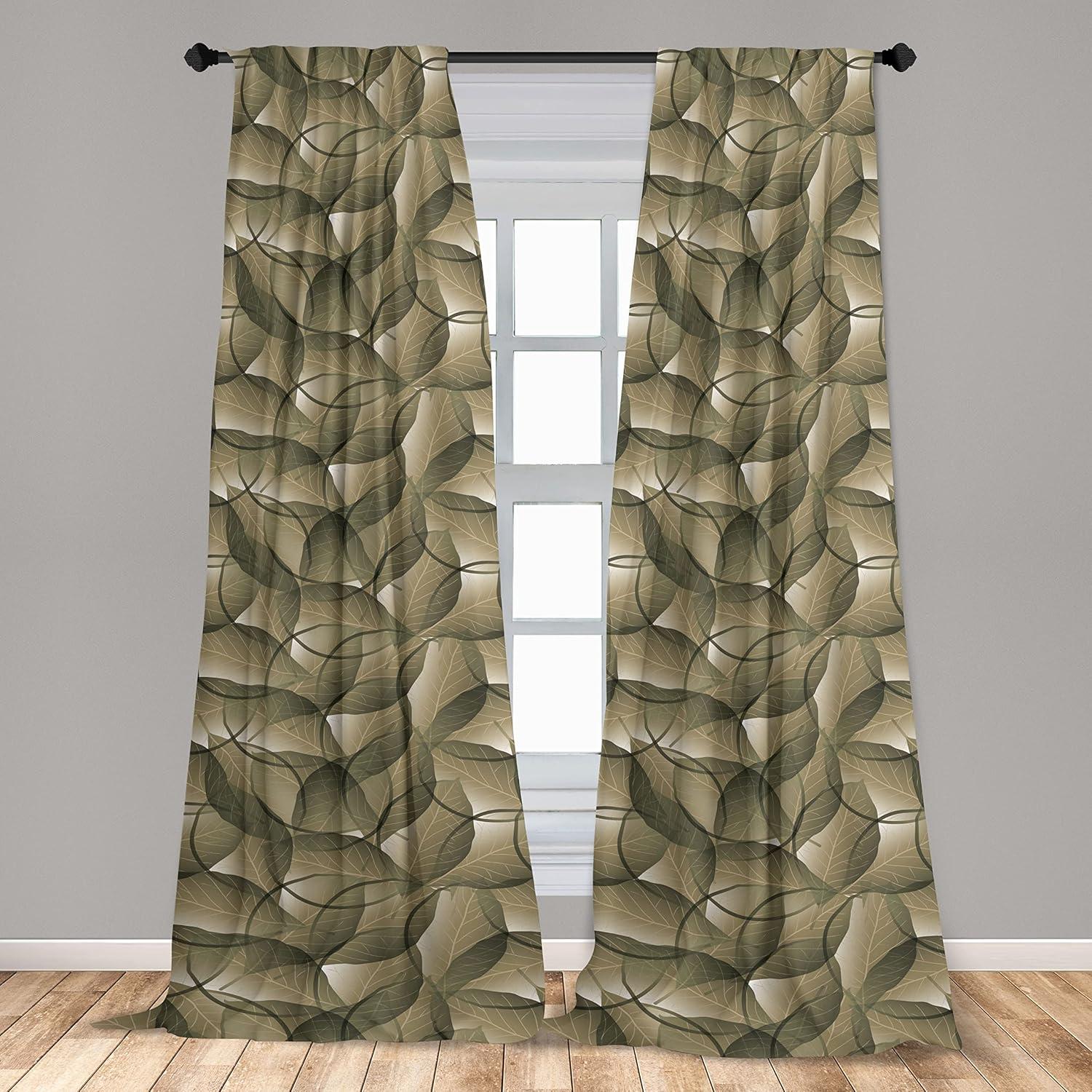 imageAmbesonne Neutral Boho Curtains Grunge Vibes Creamy Colored Forms Pattern Wild Nature Themed Print Window Treatments 2 Panel Set for Living Room Bedroom Pair of 28 x 63 Avocado Green EggshellKhaki Peacock Green