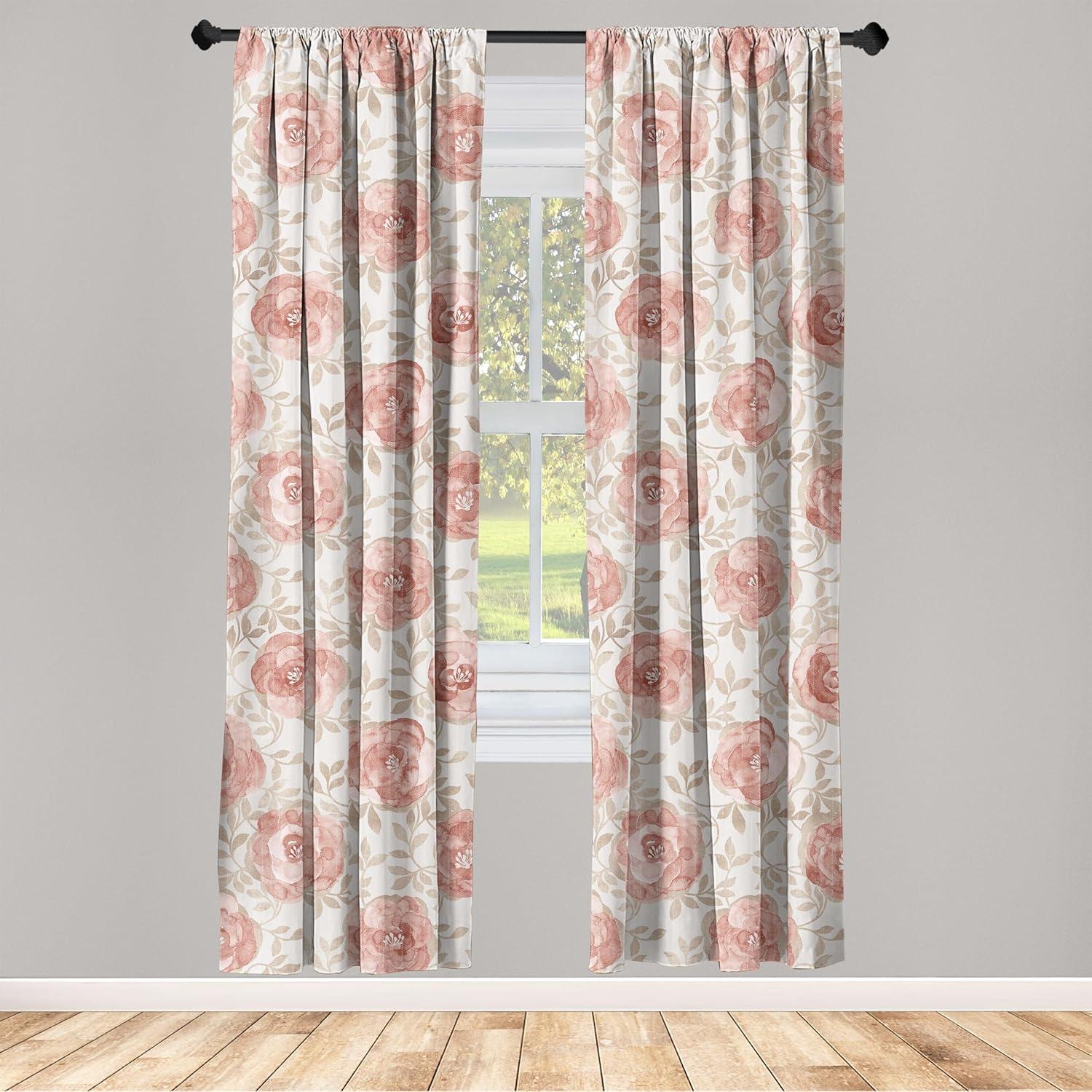 imageAmbesonne Neutral Boho Curtains Grunge Vibes Creamy Colored Forms Pattern Wild Nature Themed Print Window Treatments 2 Panel Set for Living Room Bedroom Pair of 28 x 63 Avocado Green EggshellPale Rose Eggshell
