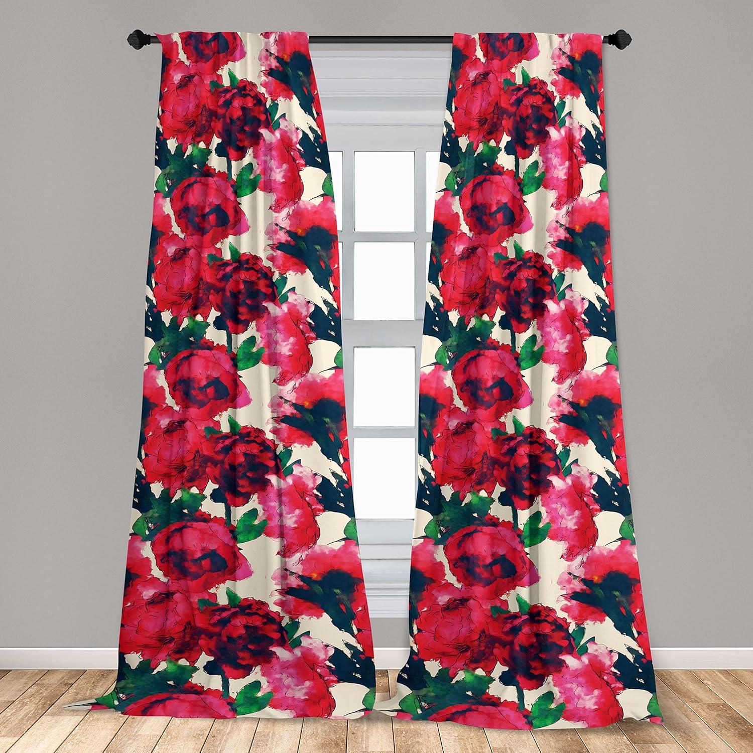 imageAmbesonne Neutral Boho Curtains Grunge Vibes Creamy Colored Forms Pattern Wild Nature Themed Print Window Treatments 2 Panel Set for Living Room Bedroom Pair of 28 x 63 Avocado Green EggshellDark Coral Champagne
