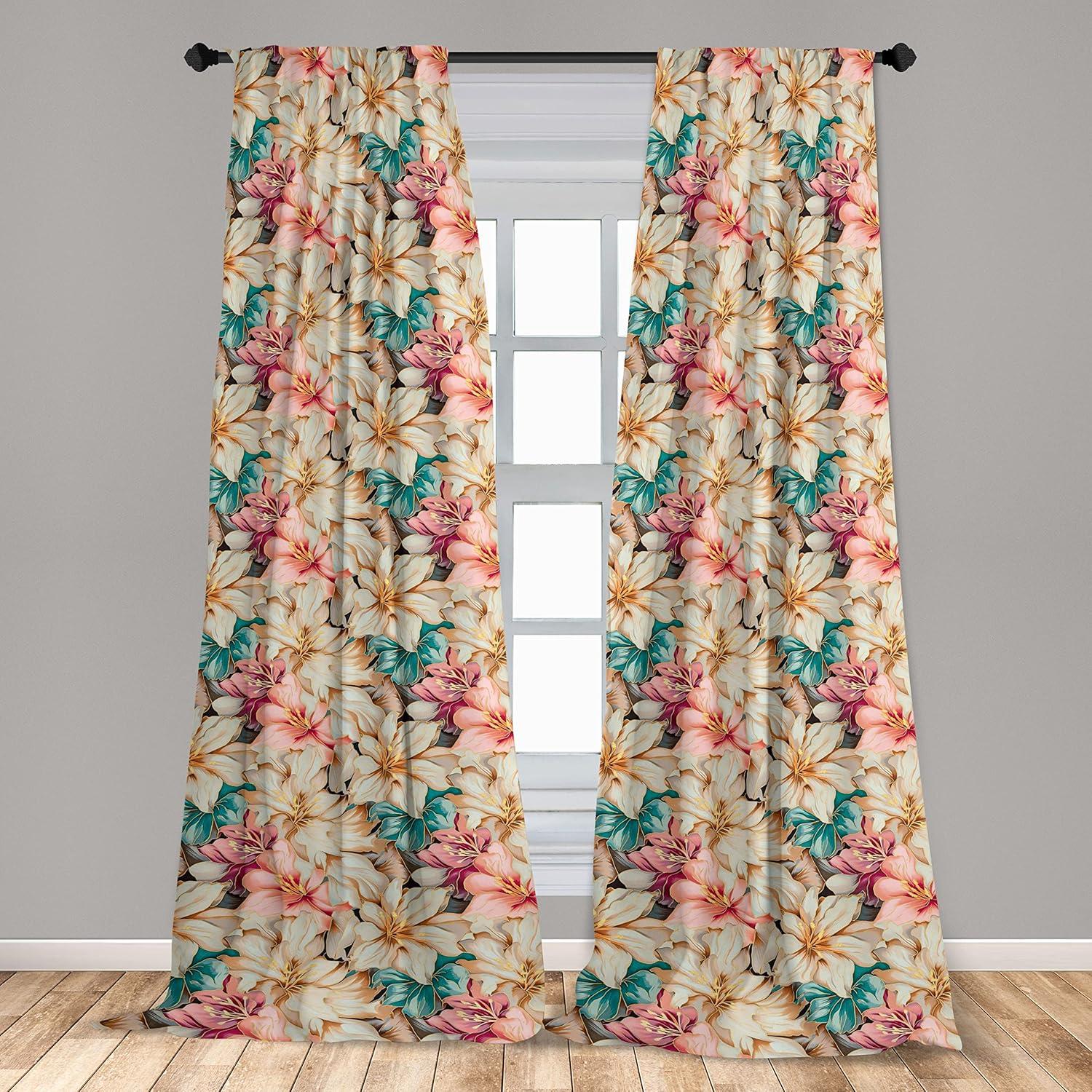 imageAmbesonne Neutral Boho Curtains Grunge Vibes Creamy Colored Forms Pattern Wild Nature Themed Print Window Treatments 2 Panel Set for Living Room Bedroom Pair of 28 x 63 Avocado Green EggshellAlmond Rose Turquoise