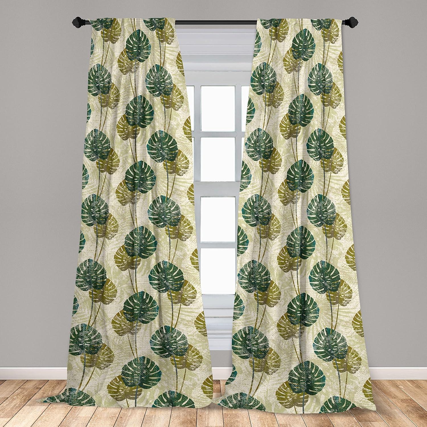imageAmbesonne Neutral Boho Curtains Grunge Vibes Creamy Colored Forms Pattern Wild Nature Themed Print Window Treatments 2 Panel Set for Living Room Bedroom Pair of 28 x 63 Avocado Green EggshellFawn Hunter Green