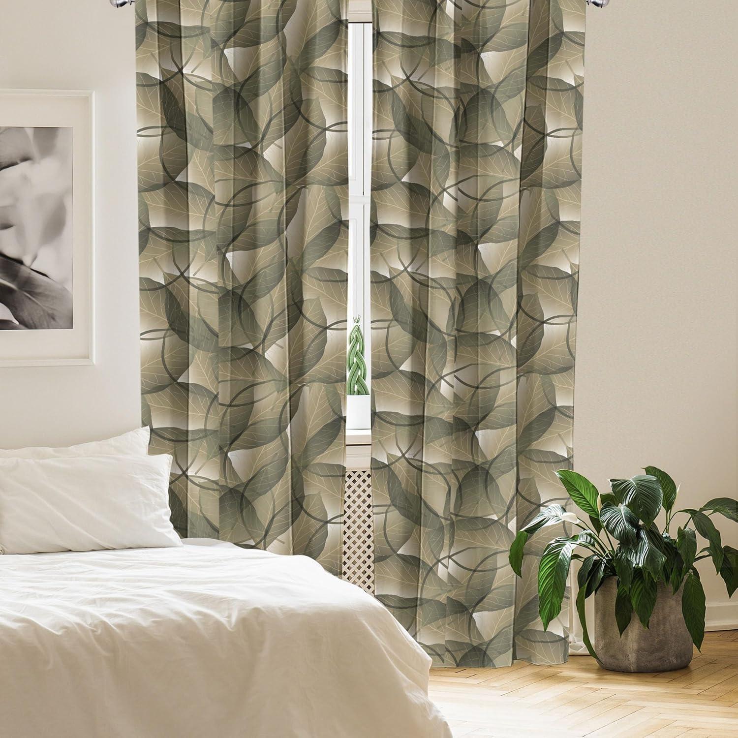 imageAmbesonne Neutral Boho Curtains Grunge Vibes Creamy Colored Forms Pattern Wild Nature Themed Print Window Treatments 2 Panel Set for Living Room Bedroom Pair of 28 x 63 Avocado Green EggshellKhaki Peacock Green