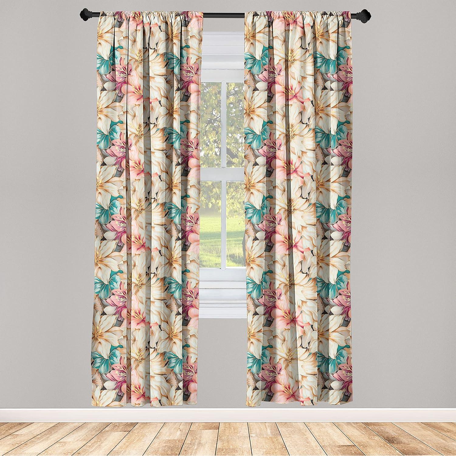 imageAmbesonne Neutral Boho Curtains Grunge Vibes Creamy Colored Forms Pattern Wild Nature Themed Print Window Treatments 2 Panel Set for Living Room Bedroom Pair of 28 x 63 Avocado Green EggshellAlmond Rose Turquoise