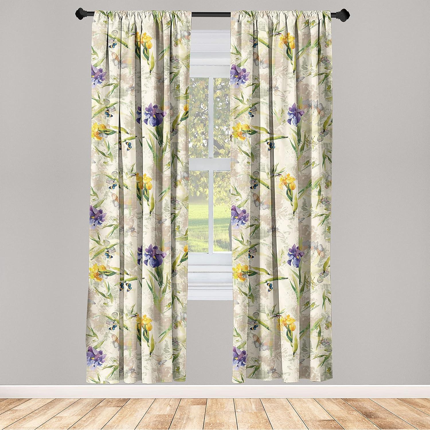 imageAmbesonne Neutral Boho Curtains Grunge Vibes Creamy Colored Forms Pattern Wild Nature Themed Print Window Treatments 2 Panel Set for Living Room Bedroom Pair of 28 x 63 Avocado Green EggshellCream Mustard Blue Violet