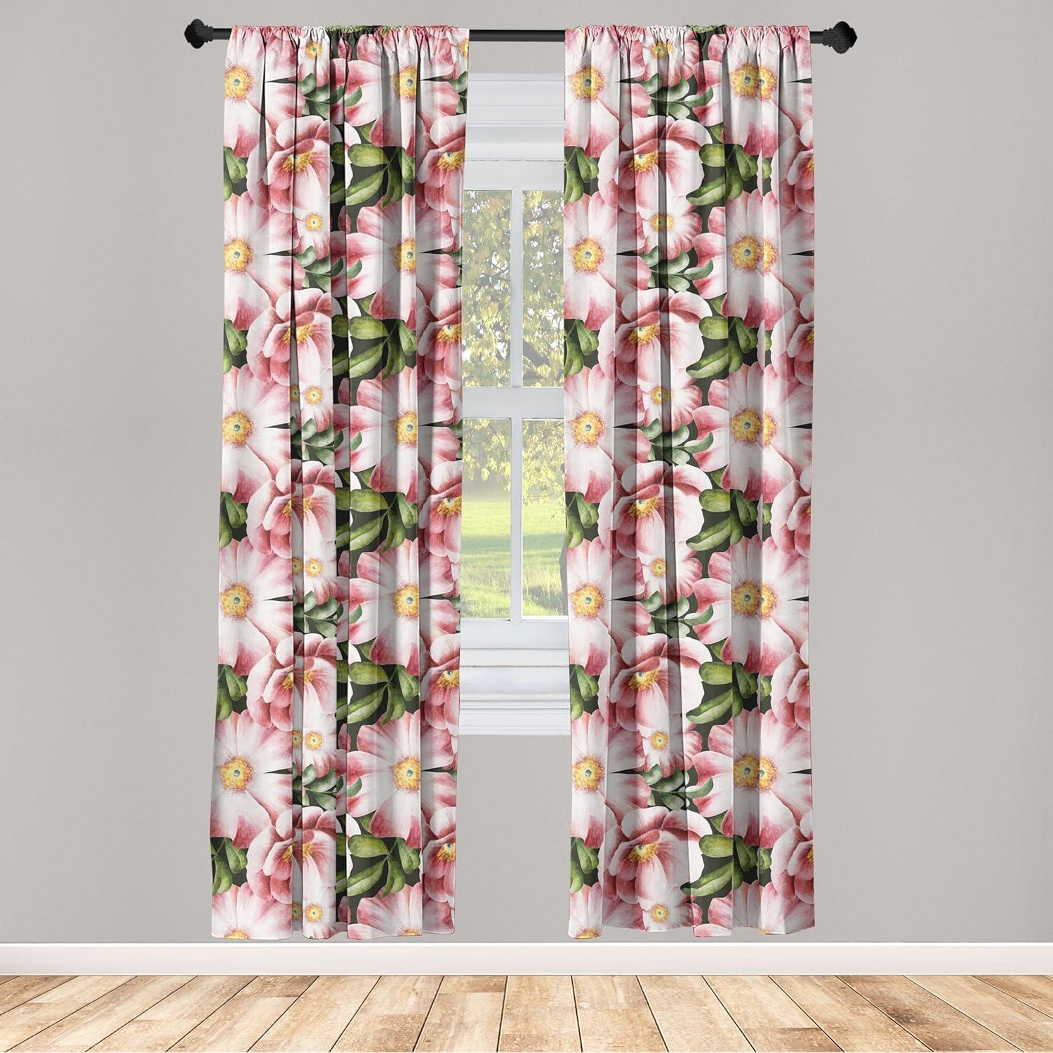 imageAmbesonne Neutral Boho Curtains Grunge Vibes Creamy Colored Forms Pattern Wild Nature Themed Print Window Treatments 2 Panel Set for Living Room Bedroom Pair of 28 x 63 Avocado Green EggshellPistachio Green Blush