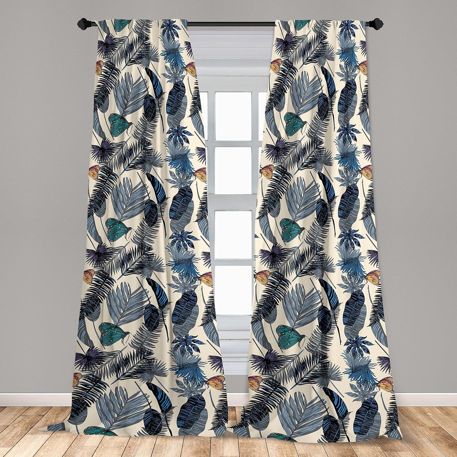 imageAmbesonne Neutral Boho Curtains Grunge Vibes Creamy Colored Forms Pattern Wild Nature Themed Print Window Treatments 2 Panel Set for Living Room Bedroom Pair of 28 x 63 Avocado Green EggshellChampagne and Dark Sky Blue