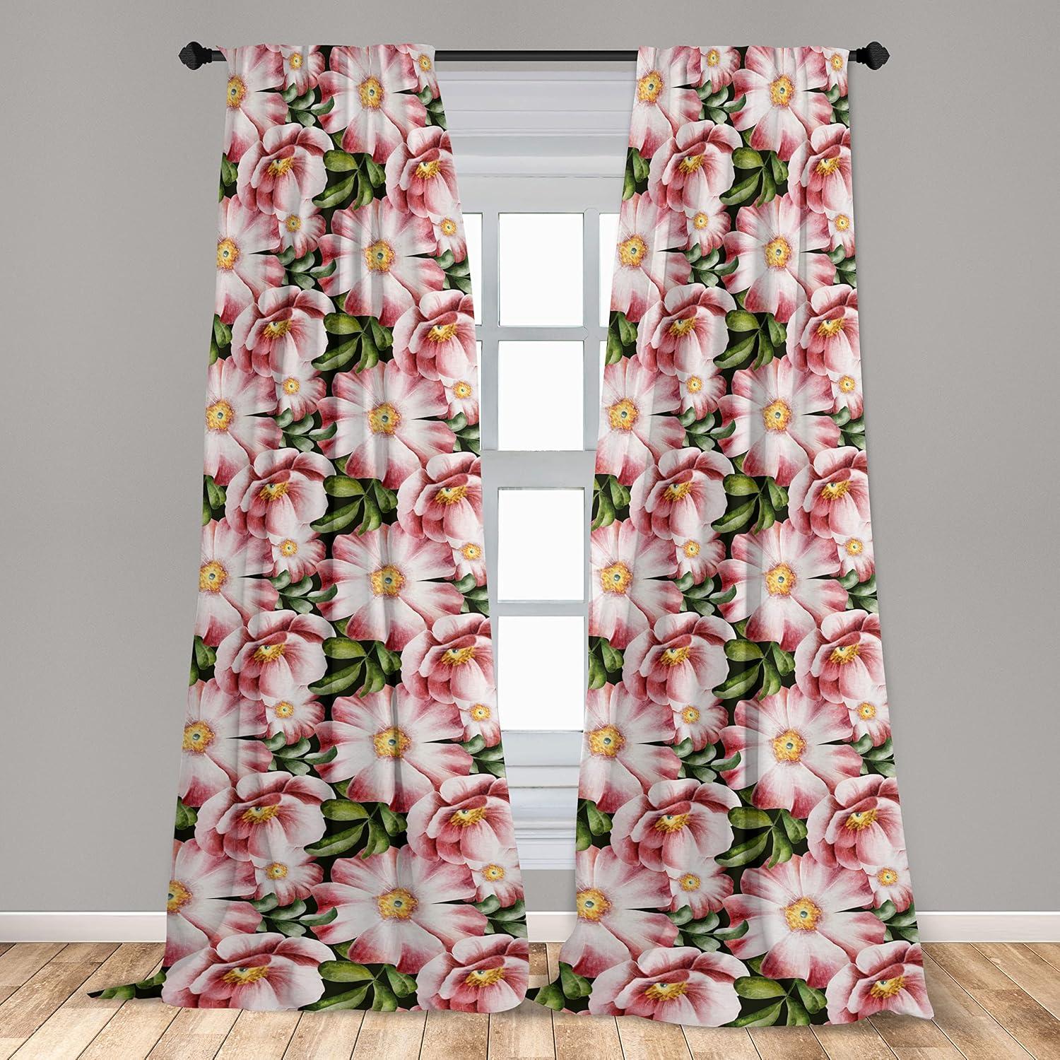 imageAmbesonne Neutral Boho Curtains Grunge Vibes Creamy Colored Forms Pattern Wild Nature Themed Print Window Treatments 2 Panel Set for Living Room Bedroom Pair of 28 x 63 Avocado Green EggshellPistachio Green Blush