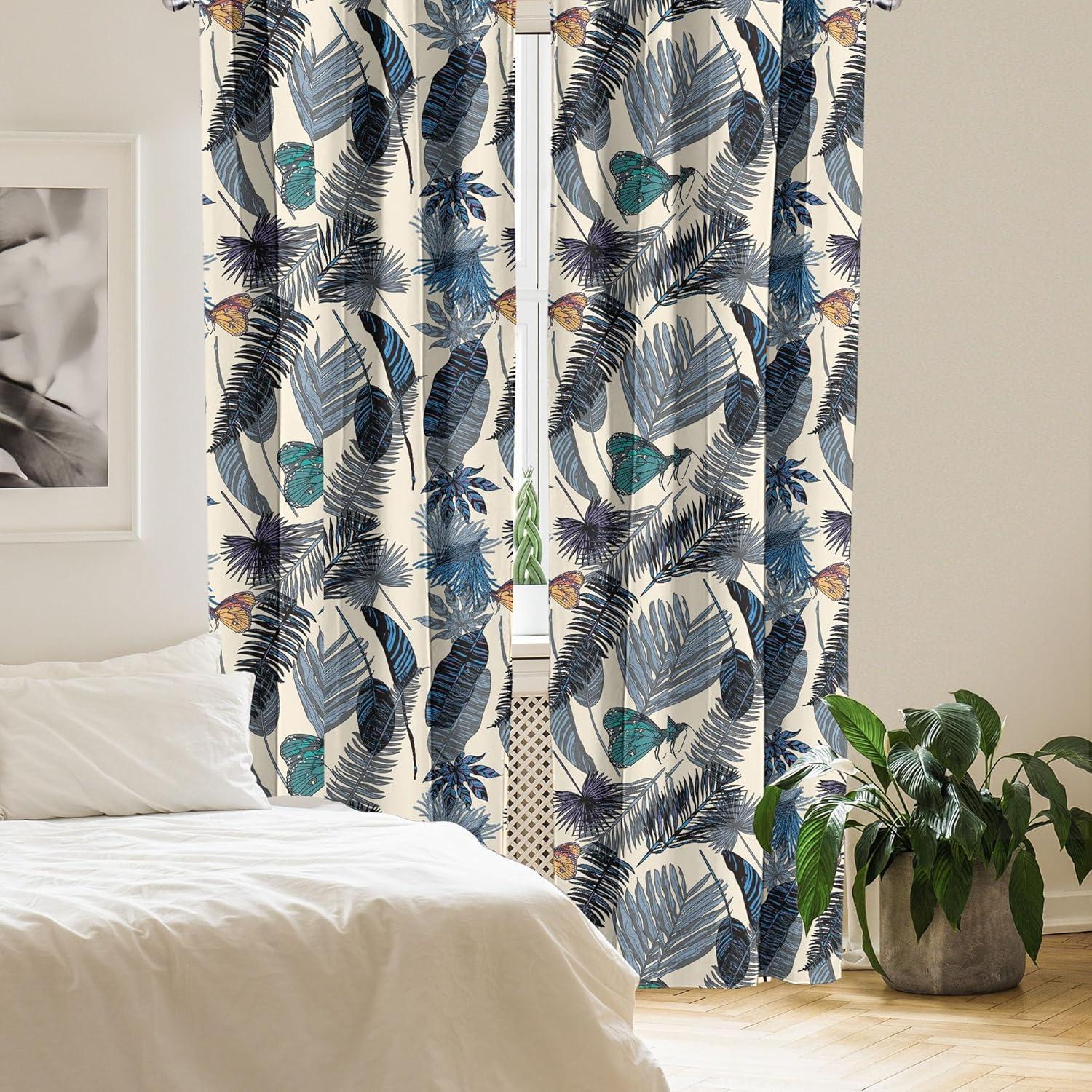 imageAmbesonne Neutral Boho Curtains Grunge Vibes Creamy Colored Forms Pattern Wild Nature Themed Print Window Treatments 2 Panel Set for Living Room Bedroom Pair of 28 x 63 Avocado Green EggshellChampagne and Dark Sky Blue