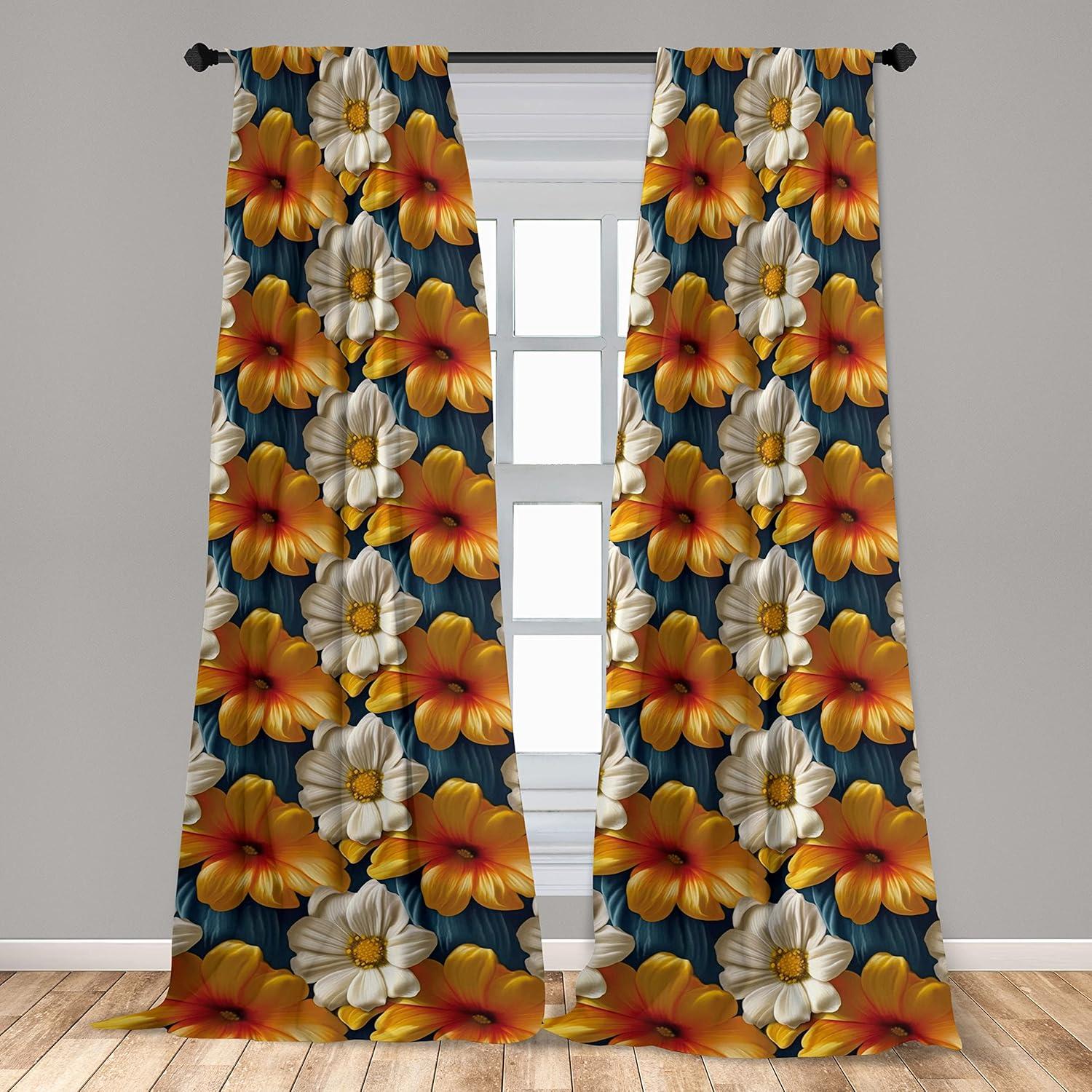 imageAmbesonne Neutral Boho Curtains Grunge Vibes Creamy Colored Forms Pattern Wild Nature Themed Print Window Treatments 2 Panel Set for Living Room Bedroom Pair of 28 x 63 Avocado Green EggshellSlate Blue Orange and Ivory