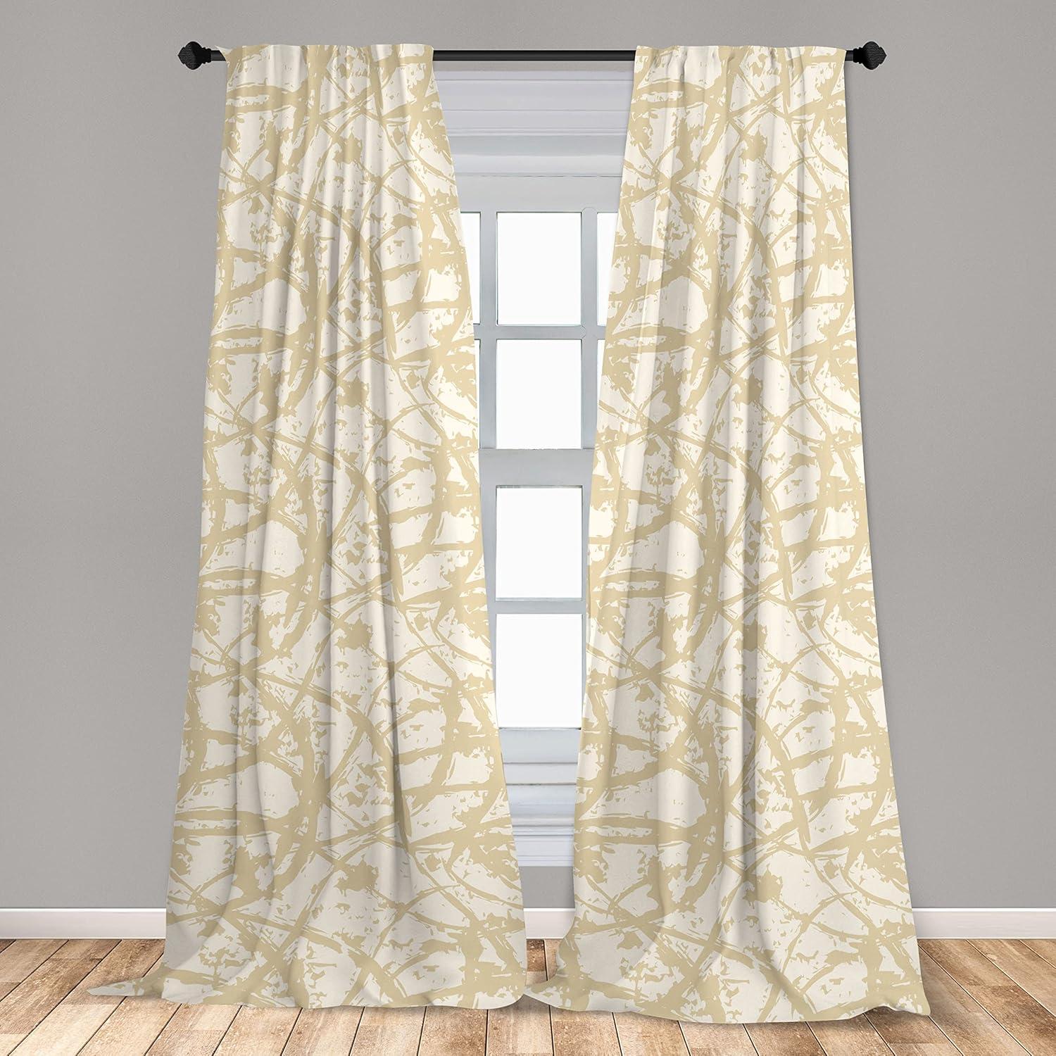 imageAmbesonne Neutral Boho Curtains Grunge Vibes Creamy Colored Forms Pattern Wild Nature Themed Print Window Treatments 2 Panel Set for Living Room Bedroom Pair of 28 x 63 Avocado Green EggshellAvocado Green Eggshell