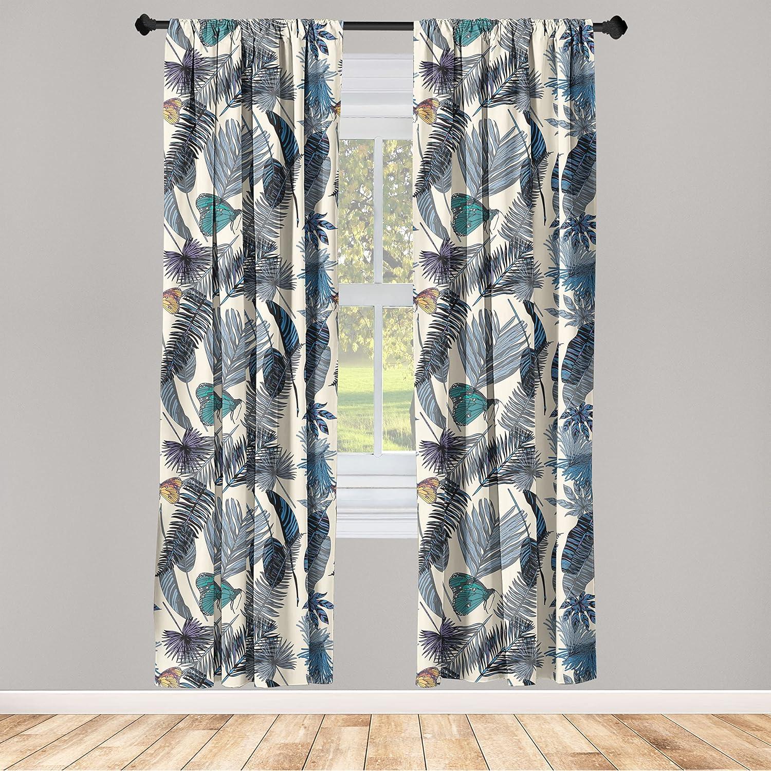 imageAmbesonne Neutral Boho Curtains Grunge Vibes Creamy Colored Forms Pattern Wild Nature Themed Print Window Treatments 2 Panel Set for Living Room Bedroom Pair of 28 x 63 Avocado Green EggshellChampagne and Dark Sky Blue