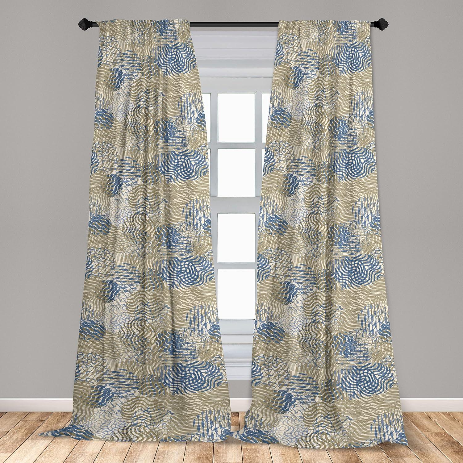 imageAmbesonne Neutral Boho Curtains Grunge Vibes Creamy Colored Forms Pattern Wild Nature Themed Print Window Treatments 2 Panel Set for Living Room Bedroom Pair of 28 x 63 Avocado Green EggshellAvocado Green Cobalt Blue