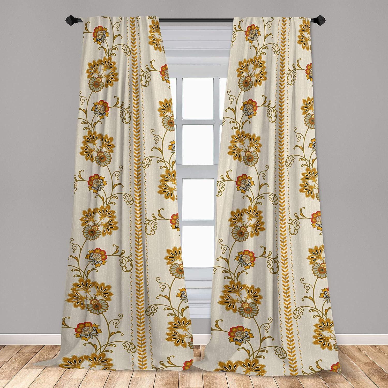 imageAmbesonne Neutral Boho Curtains Grunge Vibes Creamy Colored Forms Pattern Wild Nature Themed Print Window Treatments 2 Panel Set for Living Room Bedroom Pair of 28 x 63 Avocado Green EggshellPale Tan Dark Yellow