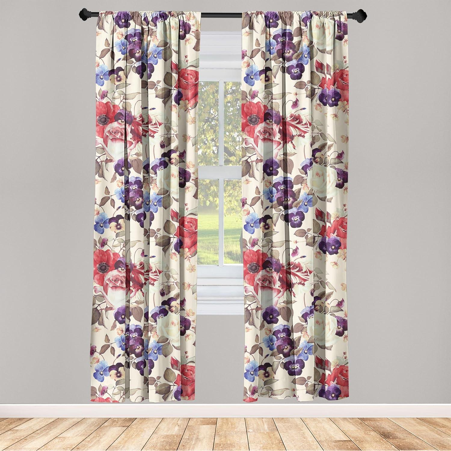 imageAmbesonne Neutral Boho Curtains Grunge Vibes Creamy Colored Forms Pattern Wild Nature Themed Print Window Treatments 2 Panel Set for Living Room Bedroom Pair of 28 x 63 Avocado Green EggshellDark Coral and Champagne