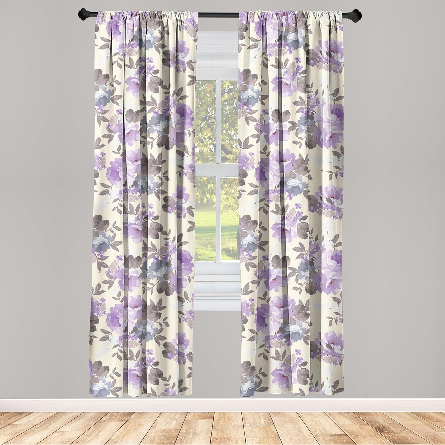 imageAmbesonne Neutral Boho Curtains Grunge Vibes Creamy Colored Forms Pattern Wild Nature Themed Print Window Treatments 2 Panel Set for Living Room Bedroom Pair of 28 x 63 Avocado Green EggshellLavender Champagne