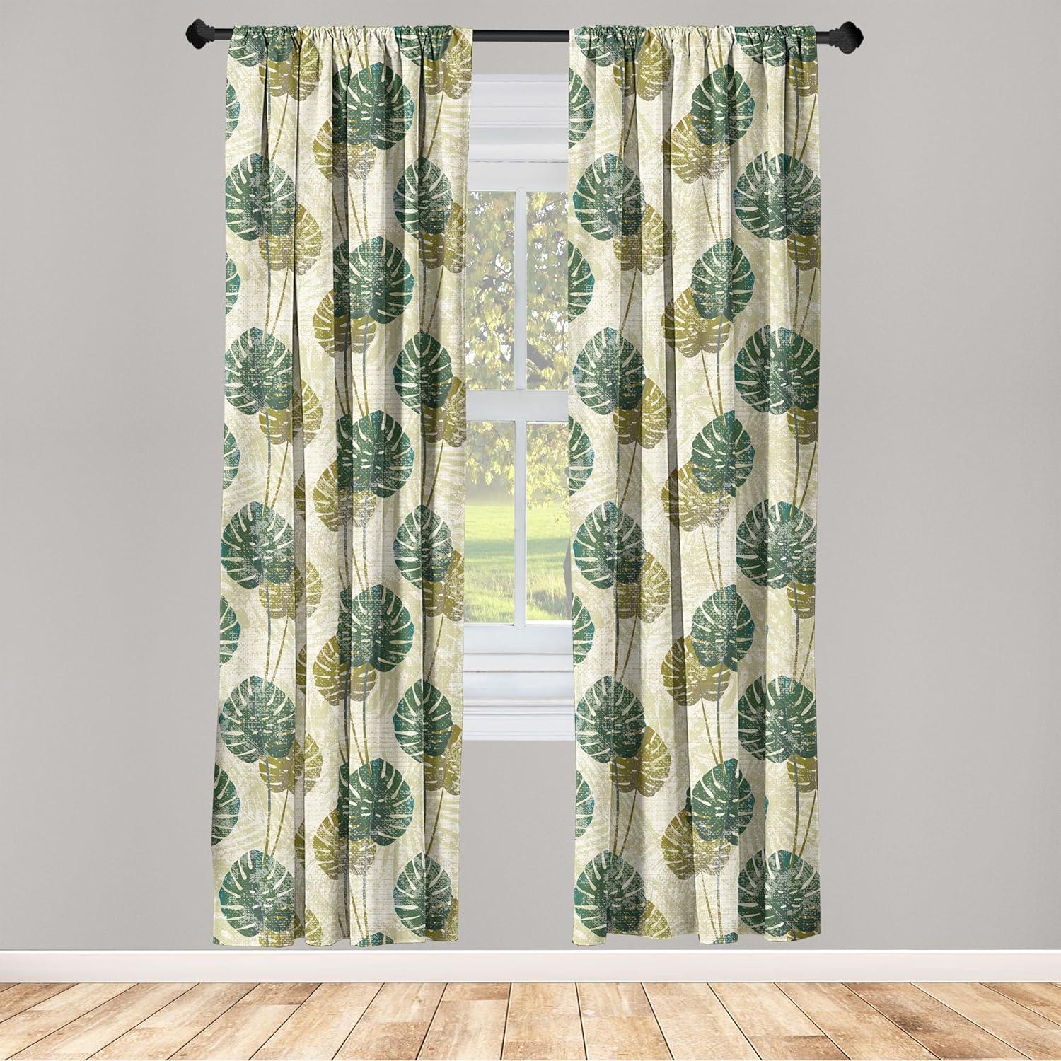 imageAmbesonne Neutral Boho Curtains Grunge Vibes Creamy Colored Forms Pattern Wild Nature Themed Print Window Treatments 2 Panel Set for Living Room Bedroom Pair of 28 x 63 Avocado Green EggshellFawn Hunter Green