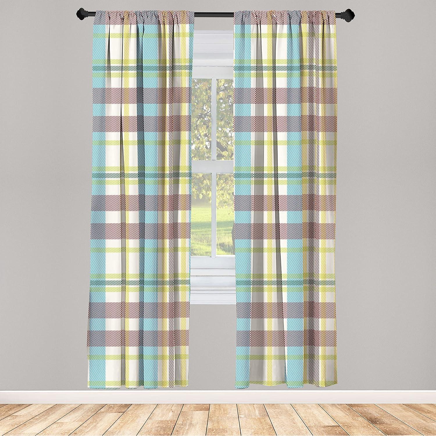 imageAmbesonne Neutral Boho Curtains Grunge Vibes Creamy Colored Forms Pattern Wild Nature Themed Print Window Treatments 2 Panel Set for Living Room Bedroom Pair of 28 x 63 Avocado Green EggshellPale Sky Blue Mustard