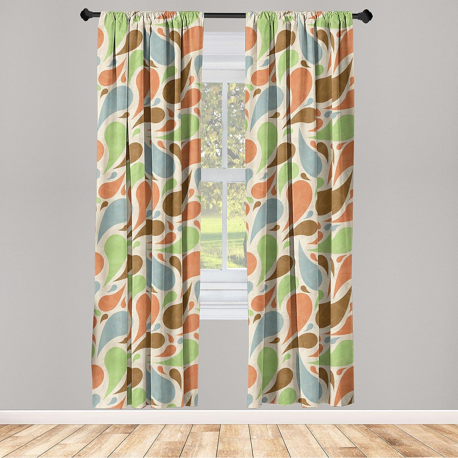 imageAmbesonne Neutral Boho Curtains Grunge Vibes Creamy Colored Forms Pattern Wild Nature Themed Print Window Treatments 2 Panel Set for Living Room Bedroom Pair of 28 x 63 Avocado Green EggshellBurnt Sienna Cadet Blue