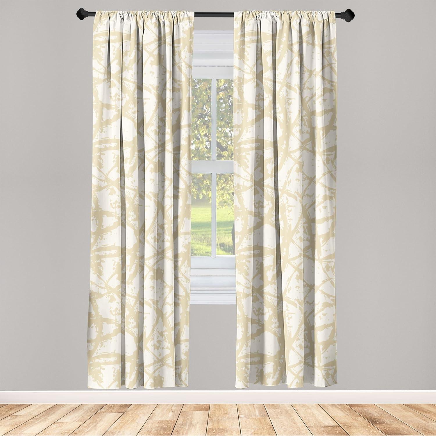 imageAmbesonne Neutral Boho Curtains Grunge Vibes Creamy Colored Forms Pattern Wild Nature Themed Print Window Treatments 2 Panel Set for Living Room Bedroom Pair of 28 x 63 Avocado Green EggshellAvocado Green Eggshell